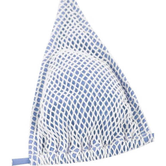 🆕Women Blue Triangle Bikini Top Fishnet Tie Back String Swimsuit Bathing Suit - Picture 3 of 5